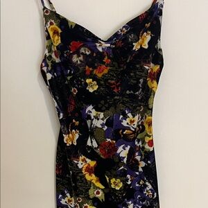 Urban Outfitters Black Floral Velvet Slip Dress with Butterfly Accents